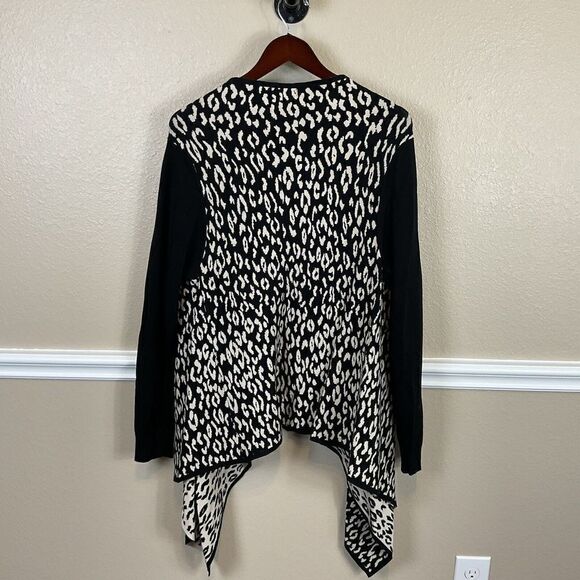 Two Sisters Women Animal Print Open Cardigan Sweater M L Cozy Warm Oversized - Picture 5 of 12